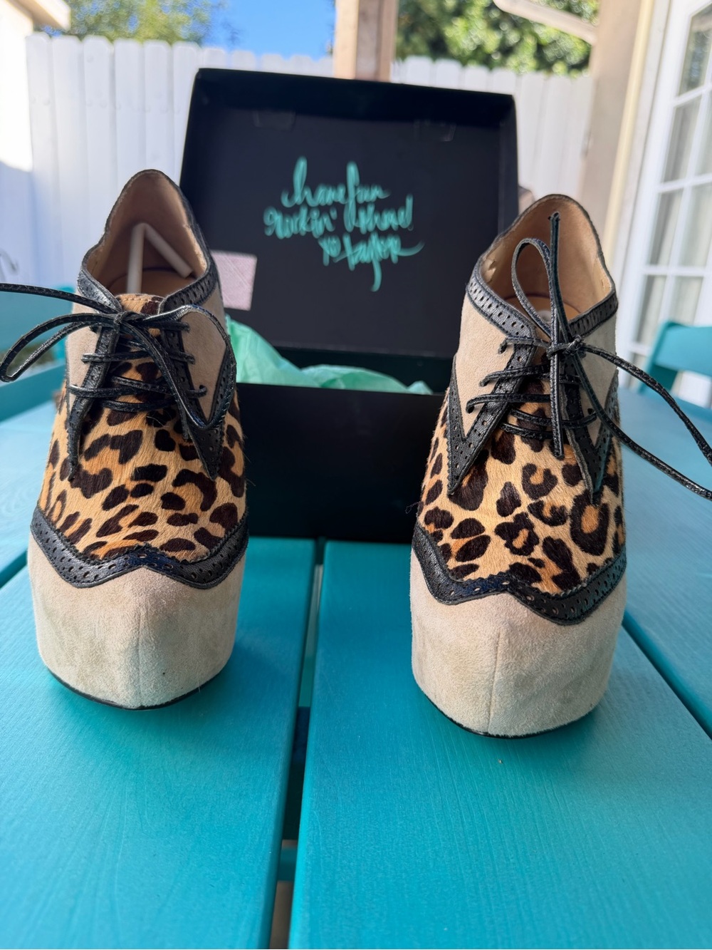 Taylor Says leopard print . Lace-Up Platform Heels -